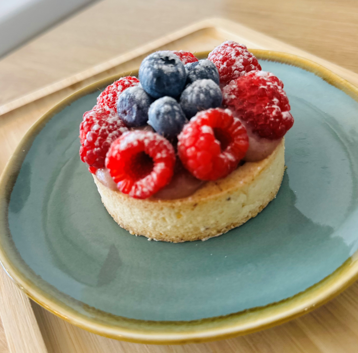 TARTE DE FRAMBOESA E MIRTILOS SEM GLUTEN